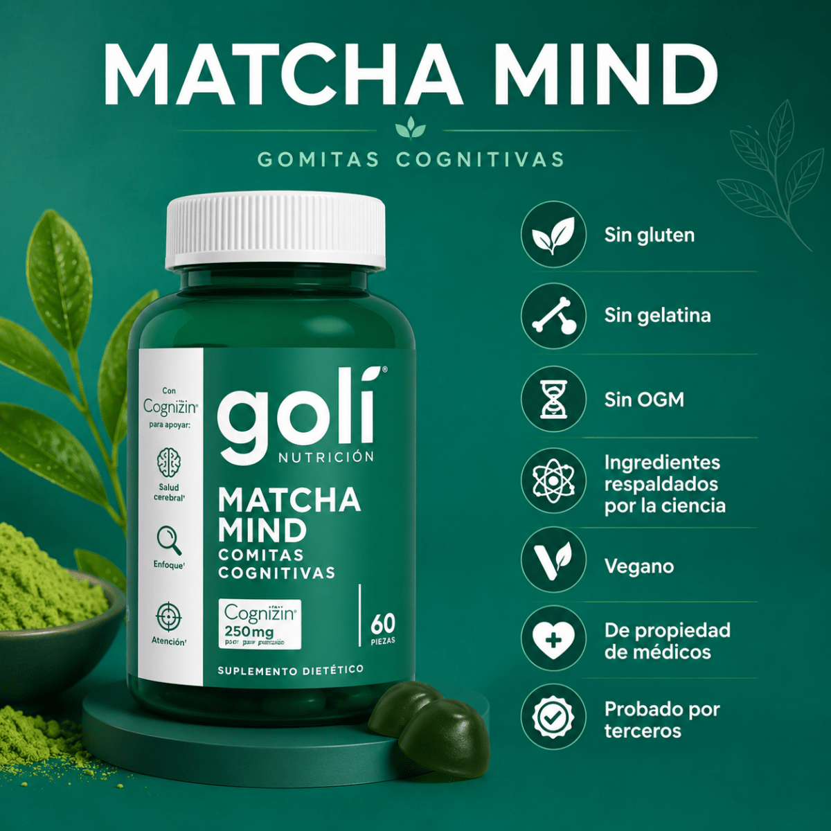60 Gomitas Goli Matcha Mind - Tateline